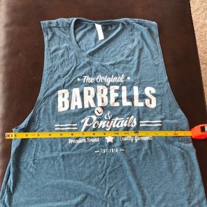 Barbells and ponytails muscle tank size large